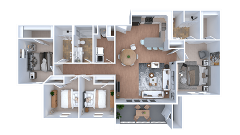 Floor plan for 4 beds, 3 baths, 1508 sqft